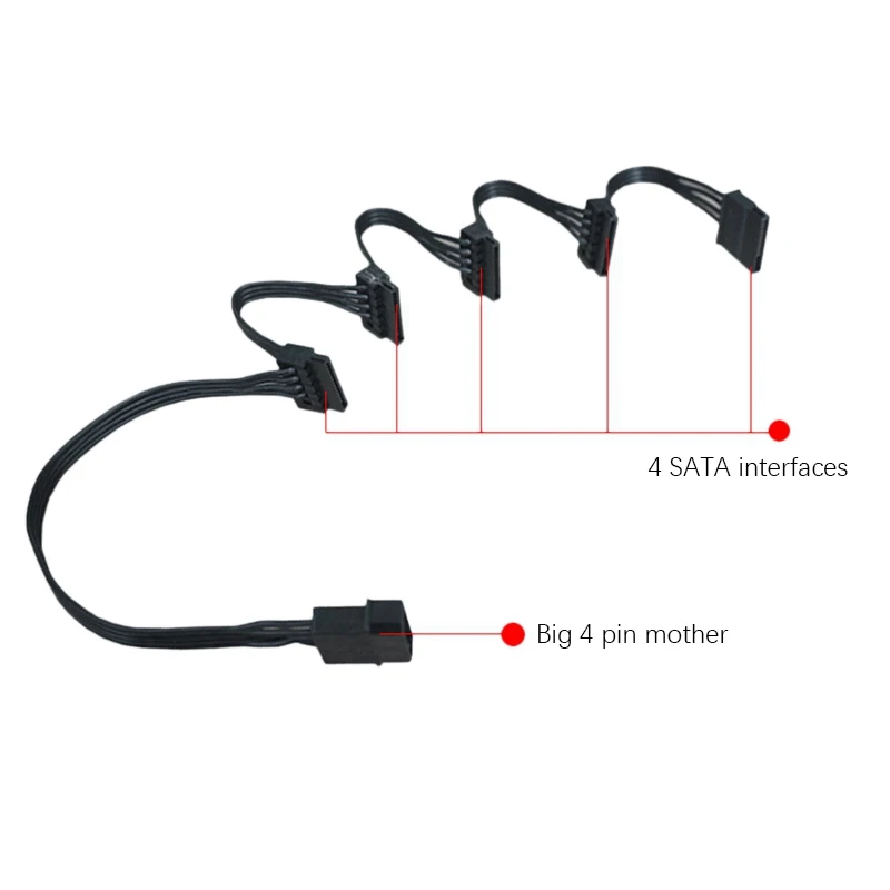 4 Pin To 5 Sata Hard Drive Power Supply Line, 1 Point 5 Multi-Interface Hard Drive Power Supply Line