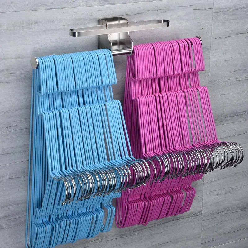 

Clothes Hanger Storage Tool Stainless Steel Hook Wall Mounted Storage Rack Balcony Sorting Rack Rack For Storing Clothes Hangers