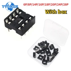 20 stks/doos IC Sockets 2.54mm Connector 6pin 8pin 14pin 16pin 18pin 20pin 24pin 28pin DIP Socket Soldeer Type Smalle Body IC Seat