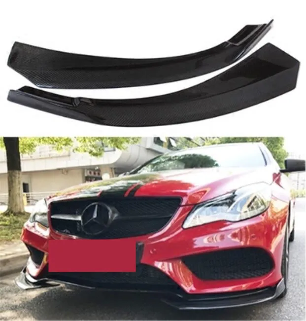 Real Carbon Fiber Car Front Bumper Lip Spoiler Splitters Side Aprons For BENZ W207 W212 W213 E200 E260 E300 E350 Coupe 2010-2017