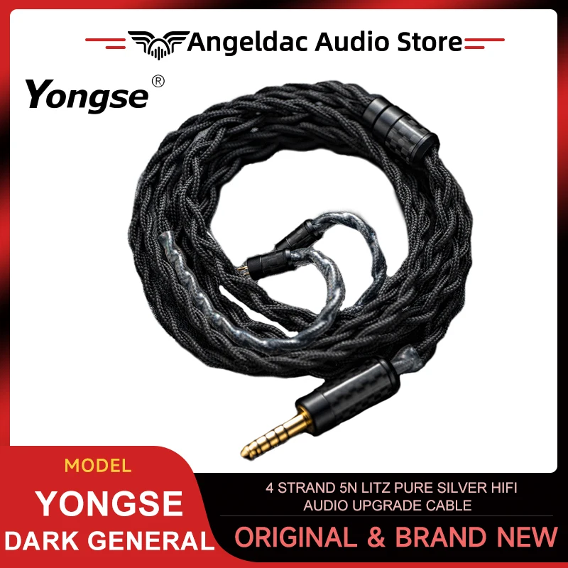 

Angeldac x Yongse Dark General 4 Strand 5N Litz Pure Silver HiFi Audio Upgrade Cable Black PP Gauze Woven For IEMS Zero2 Celest