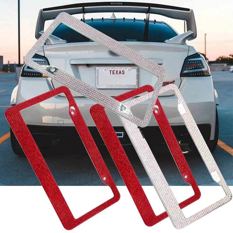 

New style US license plate holder bling crystal rehinestone car license frame pink American standar car accessories cover plate