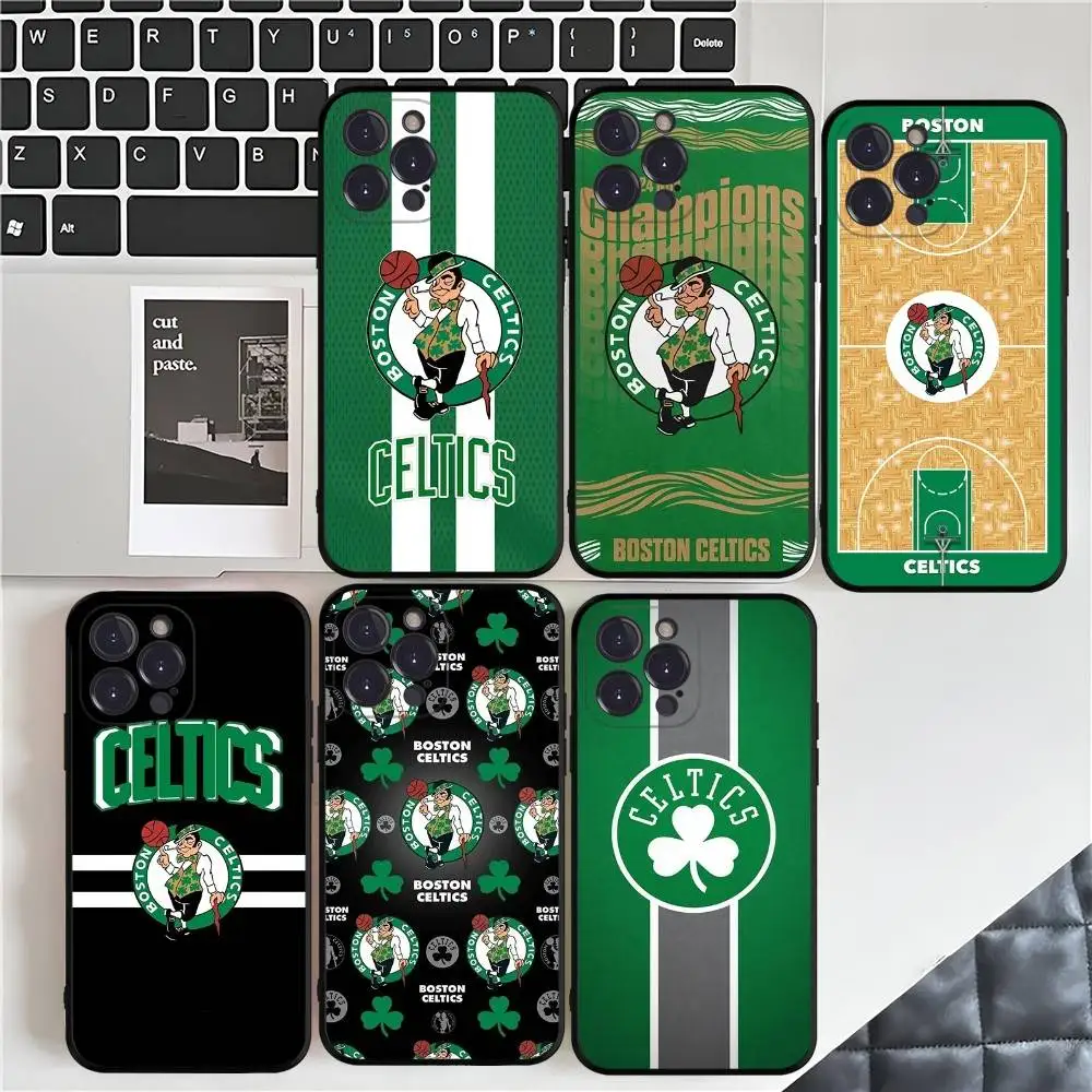 Funda de Teléfono con Logotipo de los Boston Celtics para iPhone 17 Air, 16, 15, 14, 13, 12, 11 Pro Max, 16, 15, 14 Plus, TPU Suave