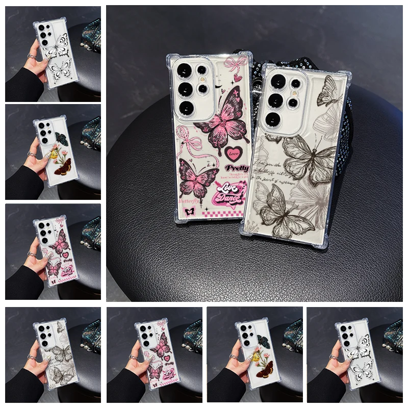 Pink and Ink Bow Pattern Phone Case for Samsung A20s 21s 23 24 25 26 31 32 32 33 34 35 50 51 52 53 54 73 Transparent Soft Covers