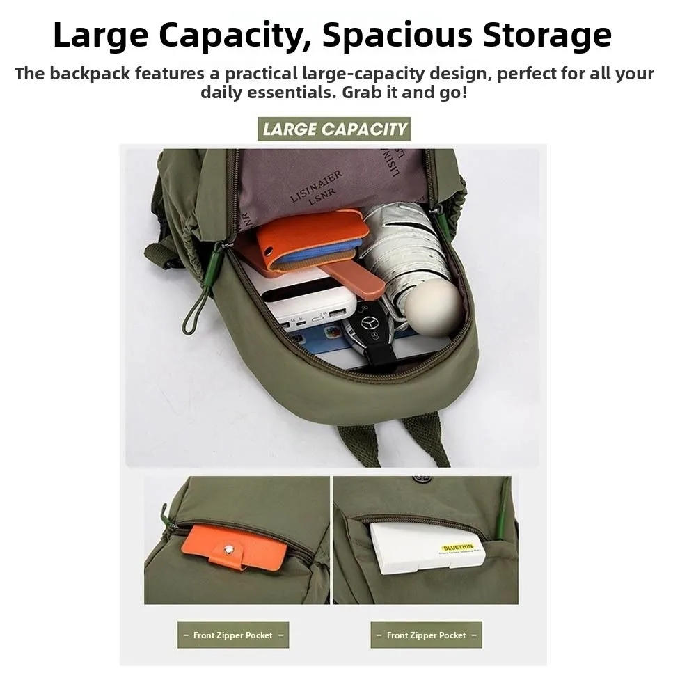 Zaino in nylon da donna antifurto alla moda Borsa a tracolla da viaggio in tinta unita di grande capacità Zaino per studenti in stile giapponese unisex