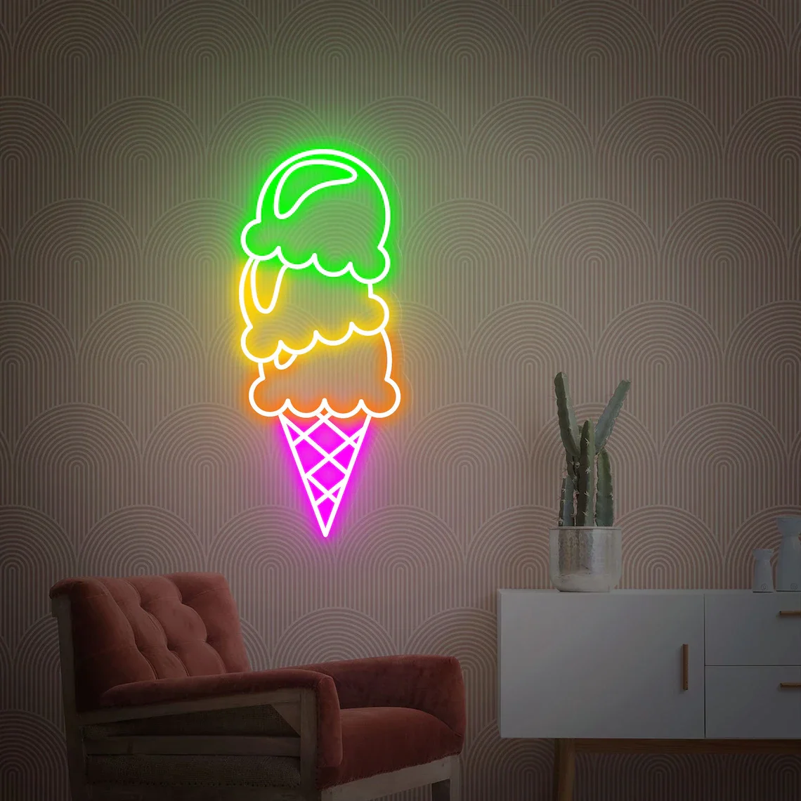 Ice Cream Neon Sign Ice Cream Wall Decor Ice Cream Bar Sign Shop Decoration Kids Room Decor Birthday Gifts