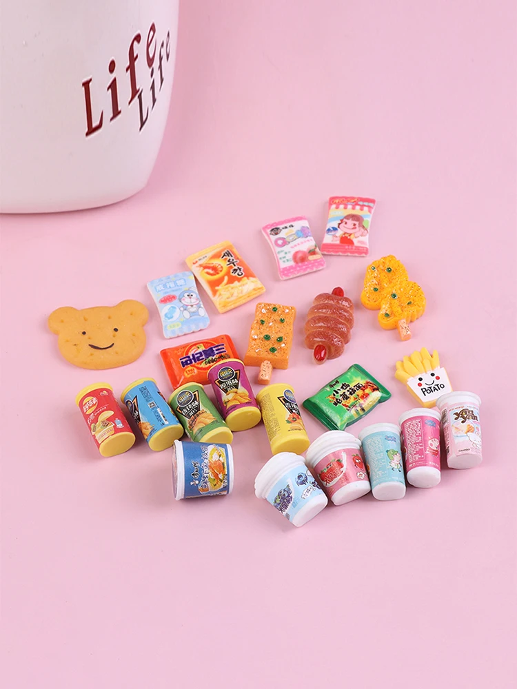 5 stücke Miniatur Puppenhaus Supermarkt Lebensmittel Mini Dessert Cookies Kaugummi Wein Trinken Konserven für BJD Puppe Küche Zubehör