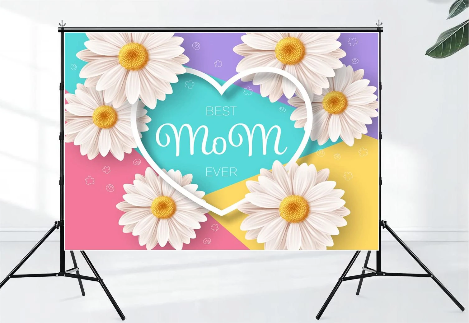 Mother's Day White Flower Heart Background Holiday Party Decoration Photo Background Heart Background Happy Mother's Day