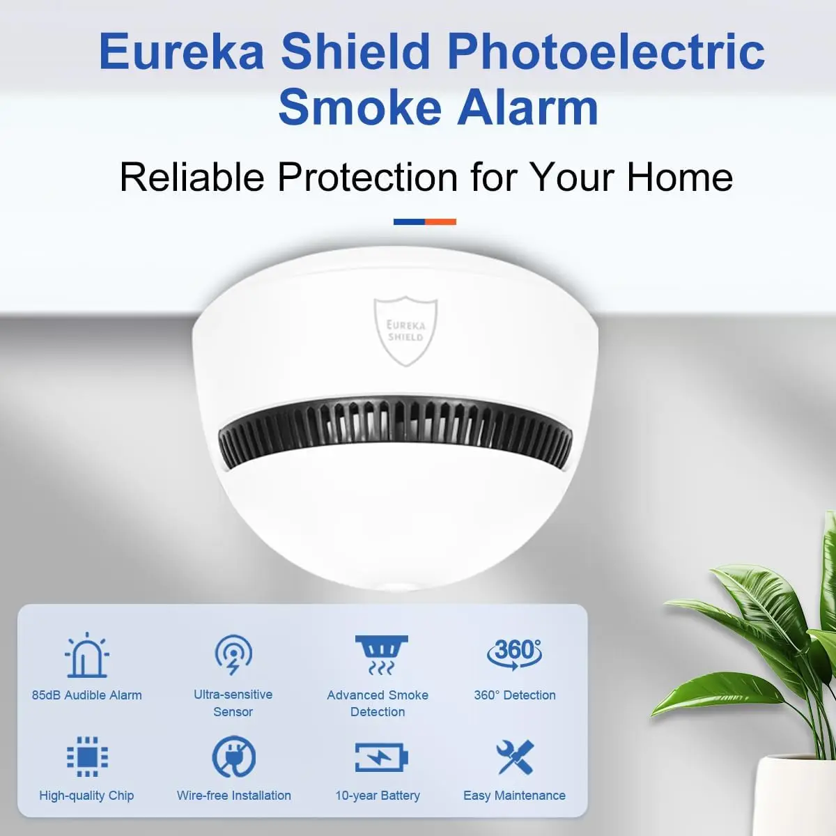6pcs Smoke Detector 85dB Fire Alarm Detector Independent Smoke Alarm Sensor for Home Office Security Photoelectric Smoke Alarm