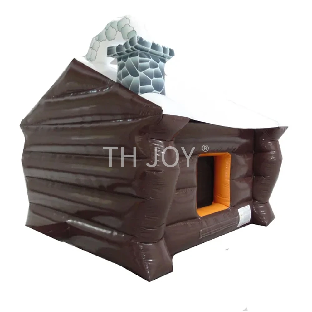 빠른 공기 배송, 축제 장식을 위한 4x3m PVC 상업용 풍선 산타 그로토 크리스마스 하우스 캐빈 하우스