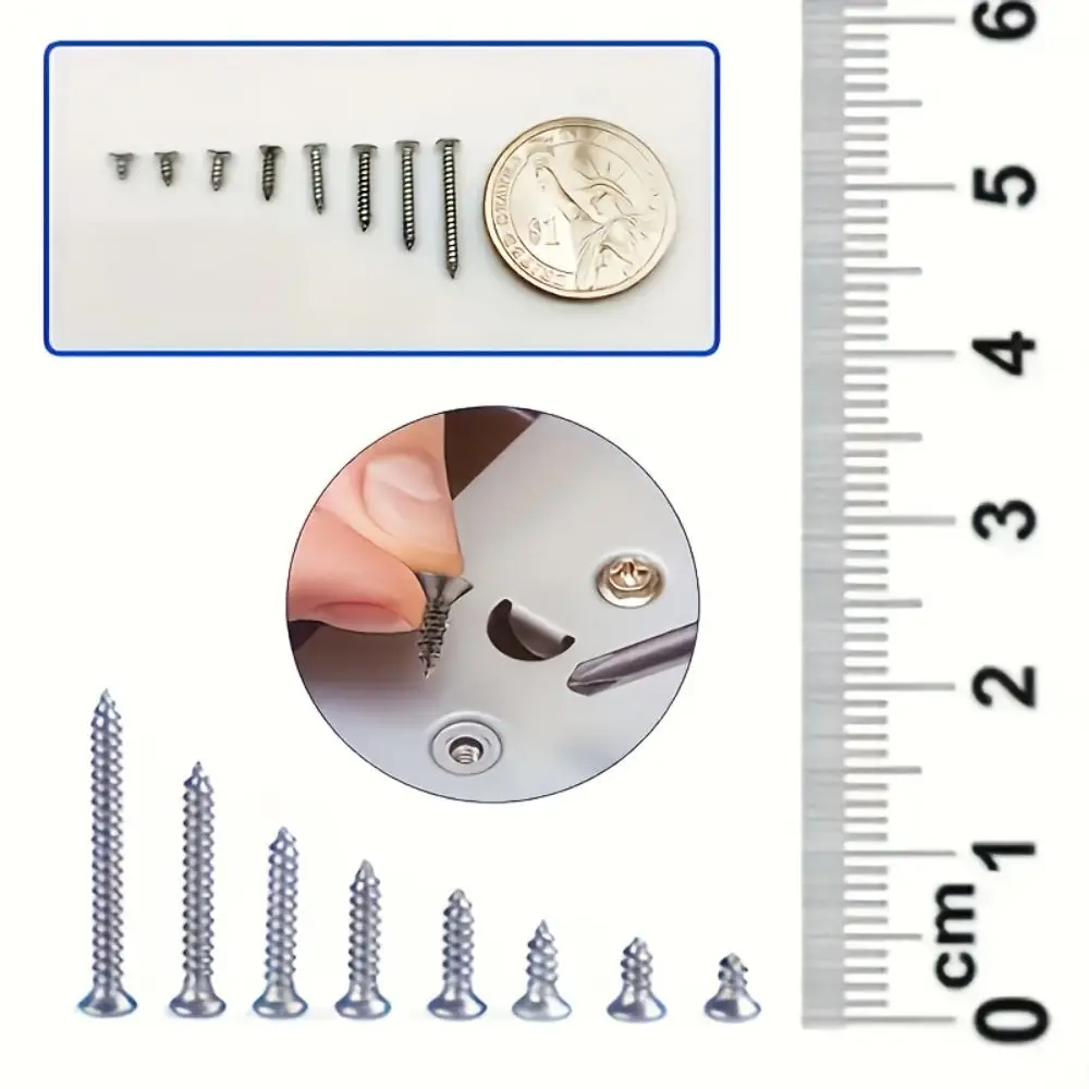560Pcs Carbon Steel Self Tapping Screws Flat Head Phillips Drive Machine Screw Kit Assorted Sizes Fully Threaded