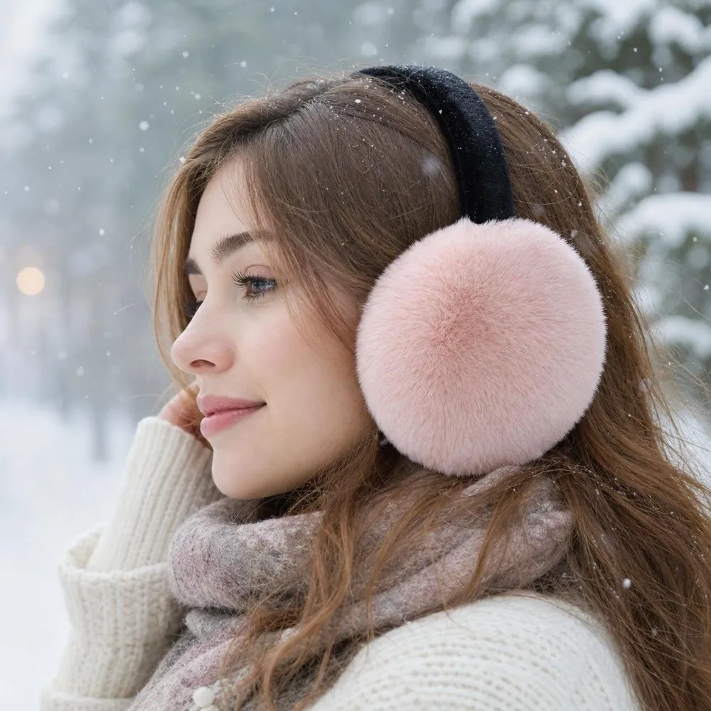 Warm Adjustable Faux Fur Earmuffs Foldable Thermal Lining Ear Warmers Soft Winter Ear Muffs Winter Outdoor