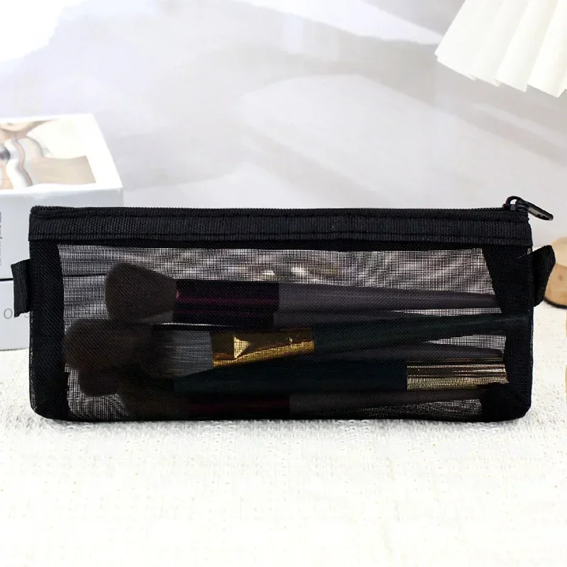 Makeup Brush Travel Case Cosmetic Toiletry Bag Organizer for Men Women Beauty Tools Zipper Mesh Pouch Wash Storage Accessories