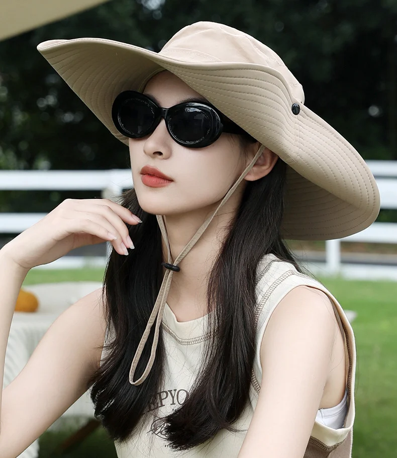 

Wide Brim UPF 50+ Sun Hat Women Anti-UV Protection Hiking Fisherman Cap Fold Summer Solid Beach Hat Double sided Sun hat