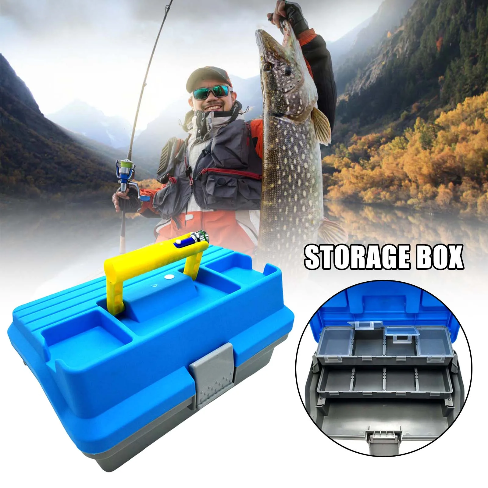 

Портативный ящик для хранения рыболовных снастей, простой для переноски, компактный дизайн, практичный ящик для инструментов, подходит для любителей рыбалки, подарков