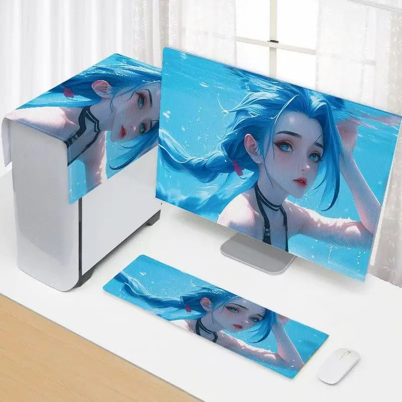 

Anime 3PCS Computer Dust Cover Set 19-32 Inch Kawaii Monitor Host Keyboard Dustproof Cover Desktop PC Protective Sleeve Gam