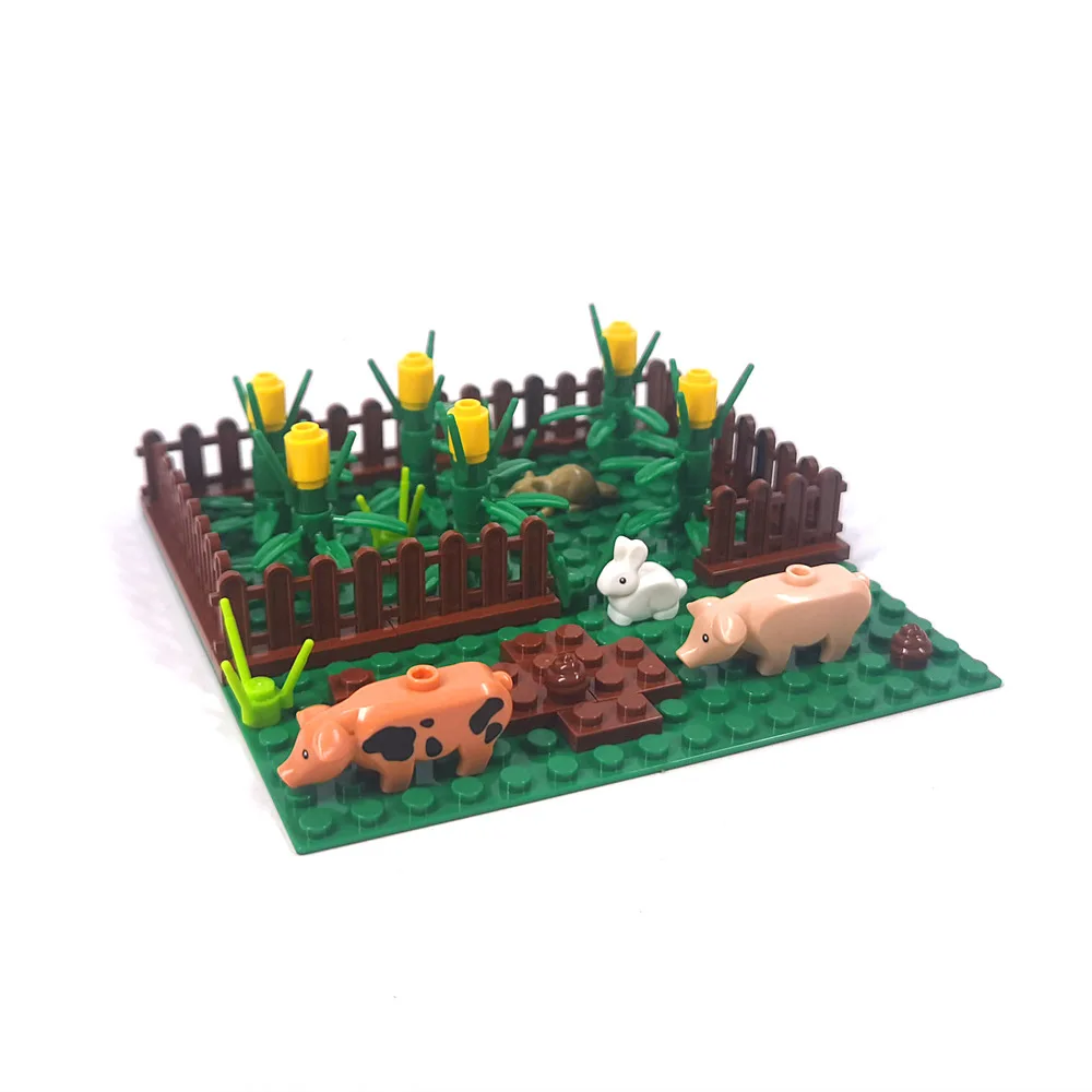 Sheepfold Grassland Long Haired Sheep Goat Pigsty Farm Ranch Scenes MOC Building Blocks Bricks Toys Compatible With LEGO