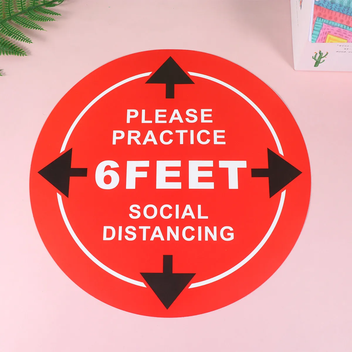 

4Pcs PVC Keeping Distance Floor Sticker Round Back-Adhesive Anti-Skid Waterproof School Office Public Place Safety Reminder