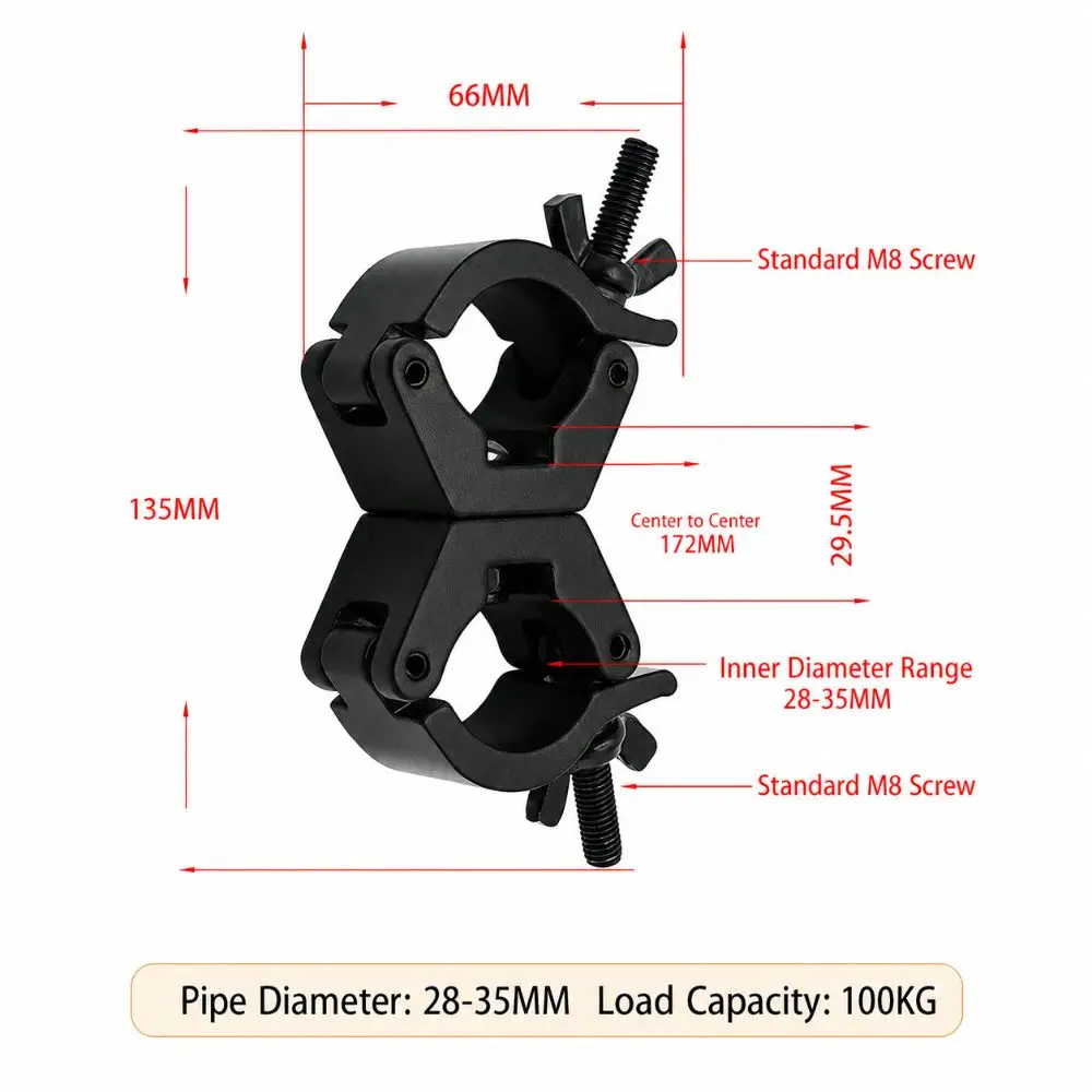 Double Lock Stage Lights Truss Clamp Quick Release Aluminum Alloy DJ Light Clamps 100kg Load Capacity Clip Bracket