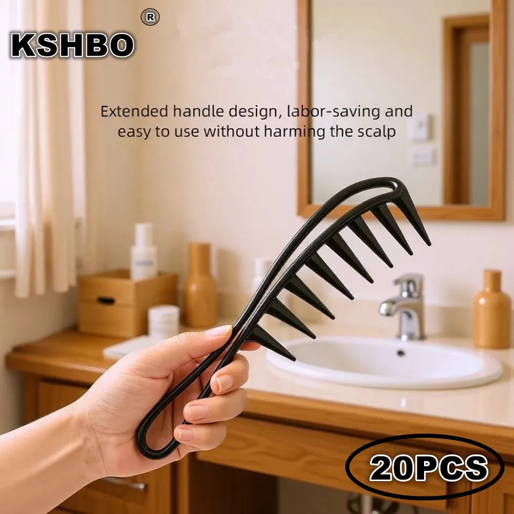 20pcs Wide Tooth Shark Plastic Comb for Men Barber Hairdressing Tool Hair Clipper Massage Styling Tool for Salon Or Home Use