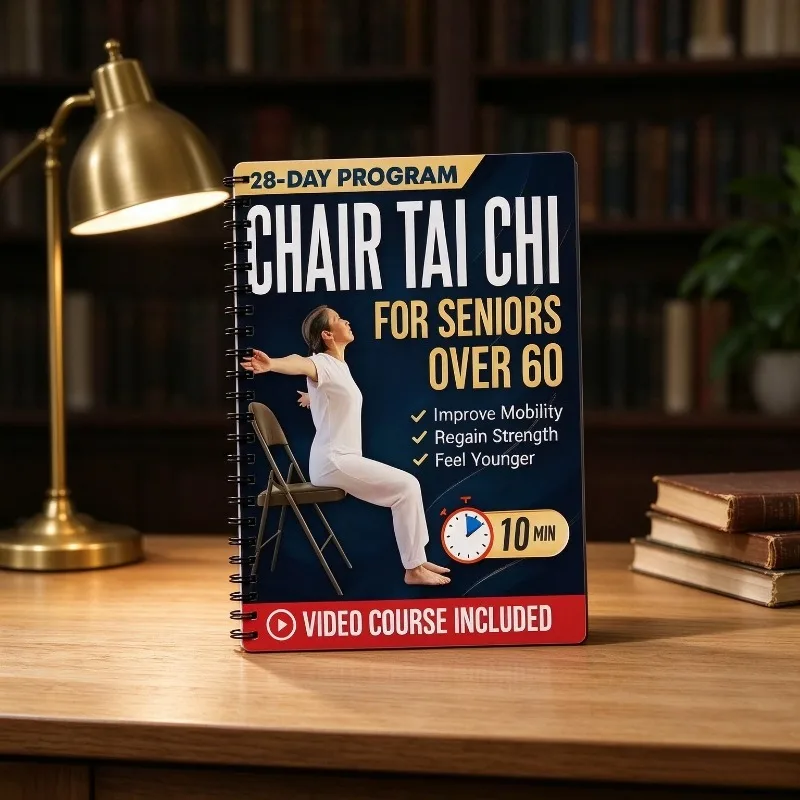 Chair Tai Chi for Seniors Over 60 English Spiral Bound Book, 28-Day 10-Min Workout Plan Improve Mobility, Video Course Included