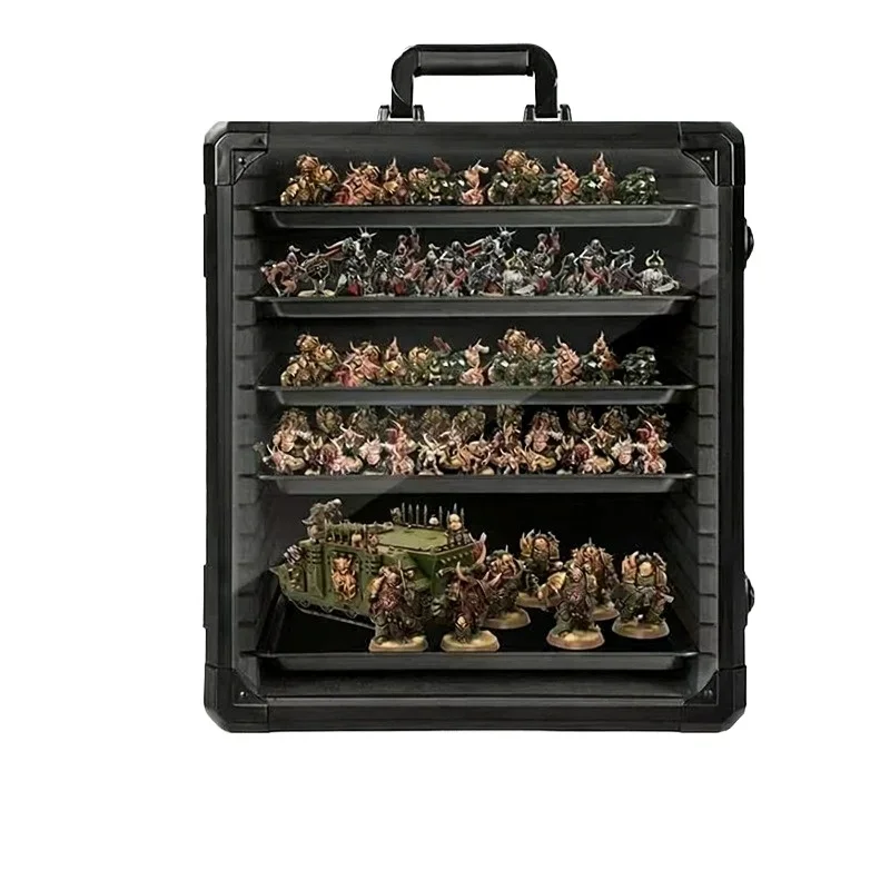 Aluminum Alloy Stackable Magnetic Display Box, Multi-Layer Tray Storage Case for Doll & Model Toys