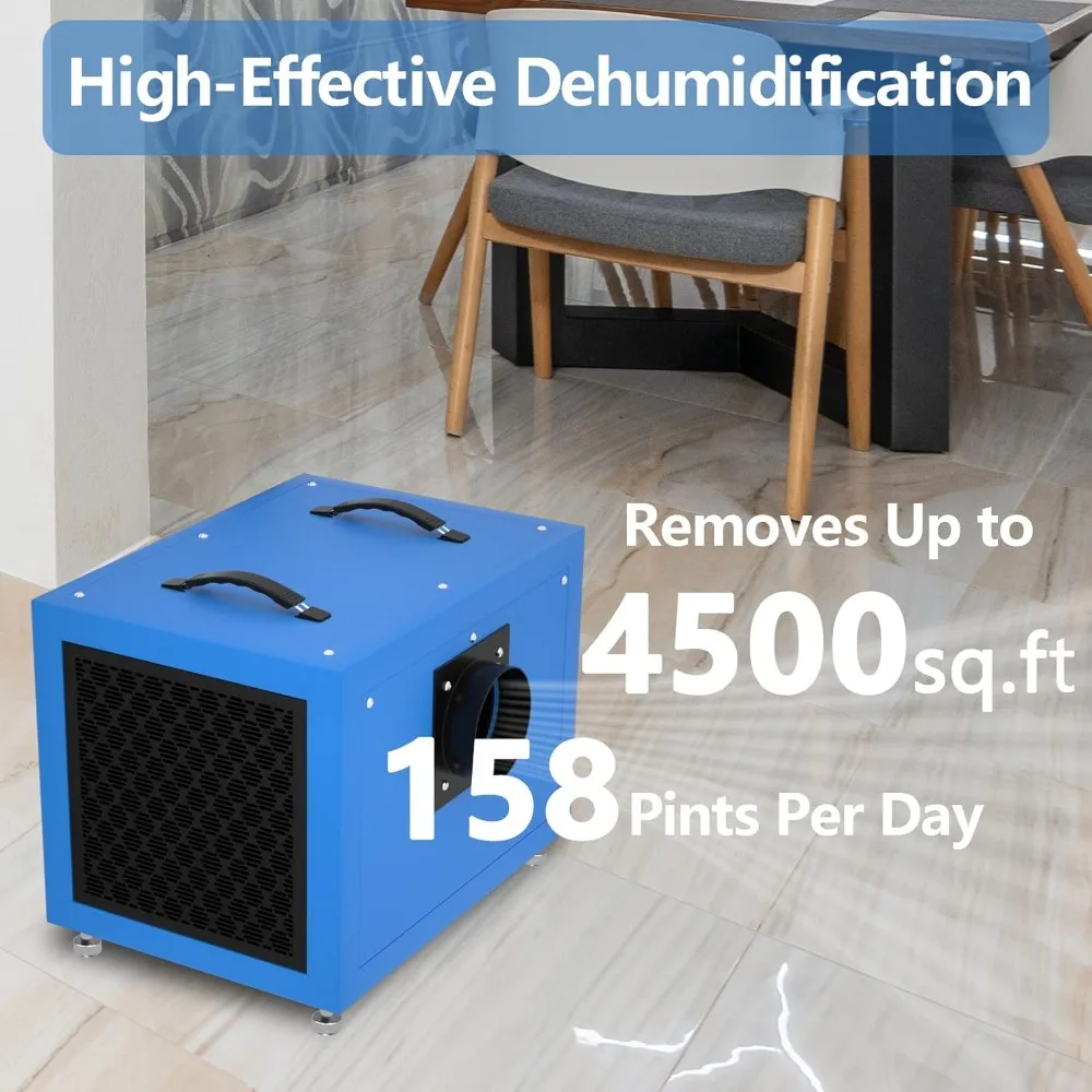 158 Pints Commercial Dehumidifier for Basement,Crawl Space,Large Spaces up to 4,500 Sq Ft with Drain Hose,Remote Monitoring