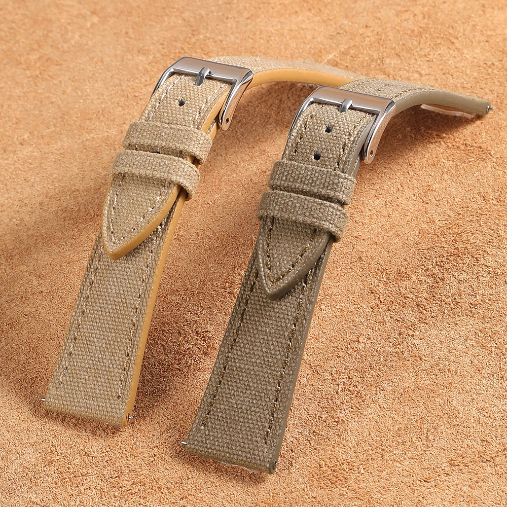Slim Canvas Watch Strap Quick Release Vintage Fabric Watch Band 18mm 20mm 22mm Retro Wristband Belt Accessories for Men