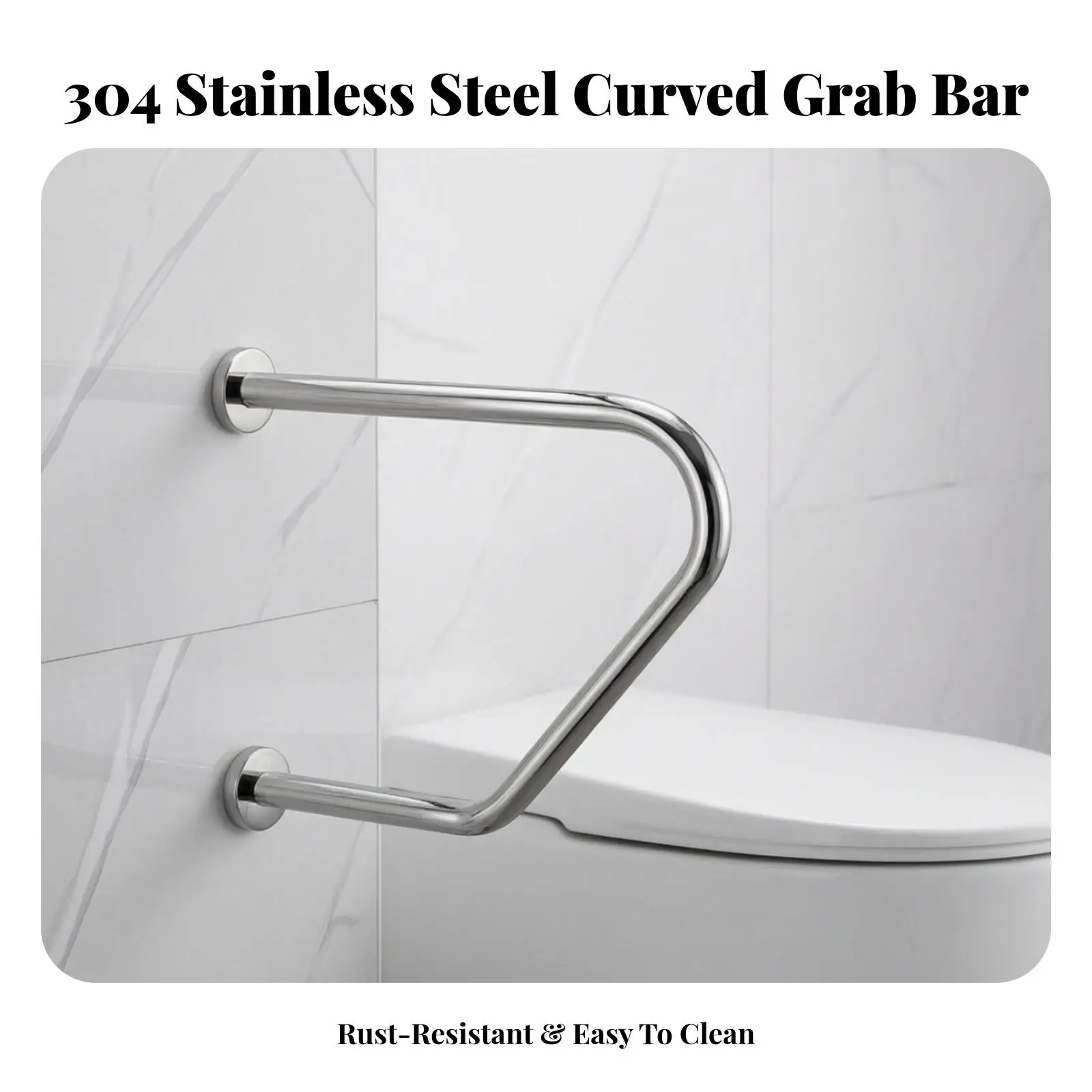 Toilet Grab Bar Sturdy Assist Handle Easy Installation for Elderly, Disabled