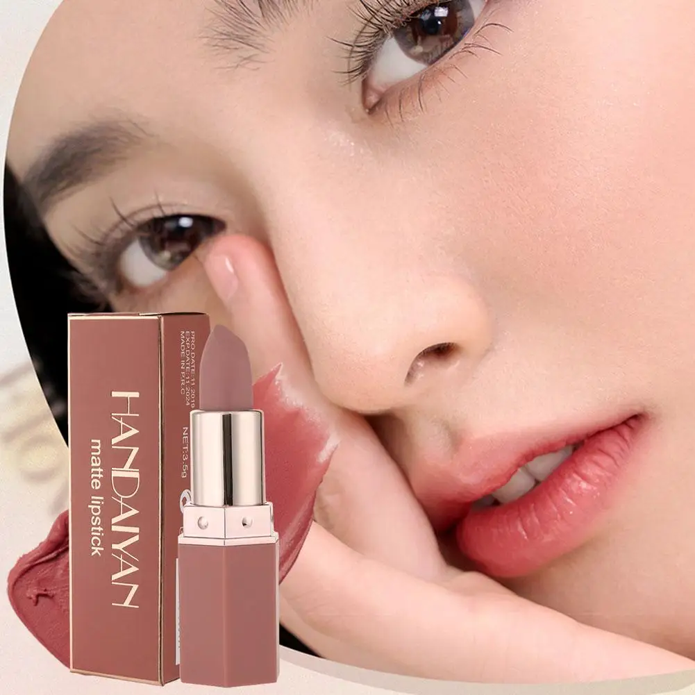 Handaiyan 6 colori Nude Matte Lipstick Waterproof Long Lip Lipstick antiaderente Pink stick Lasting Sexy Velvet Makeup Cup Re D3o9