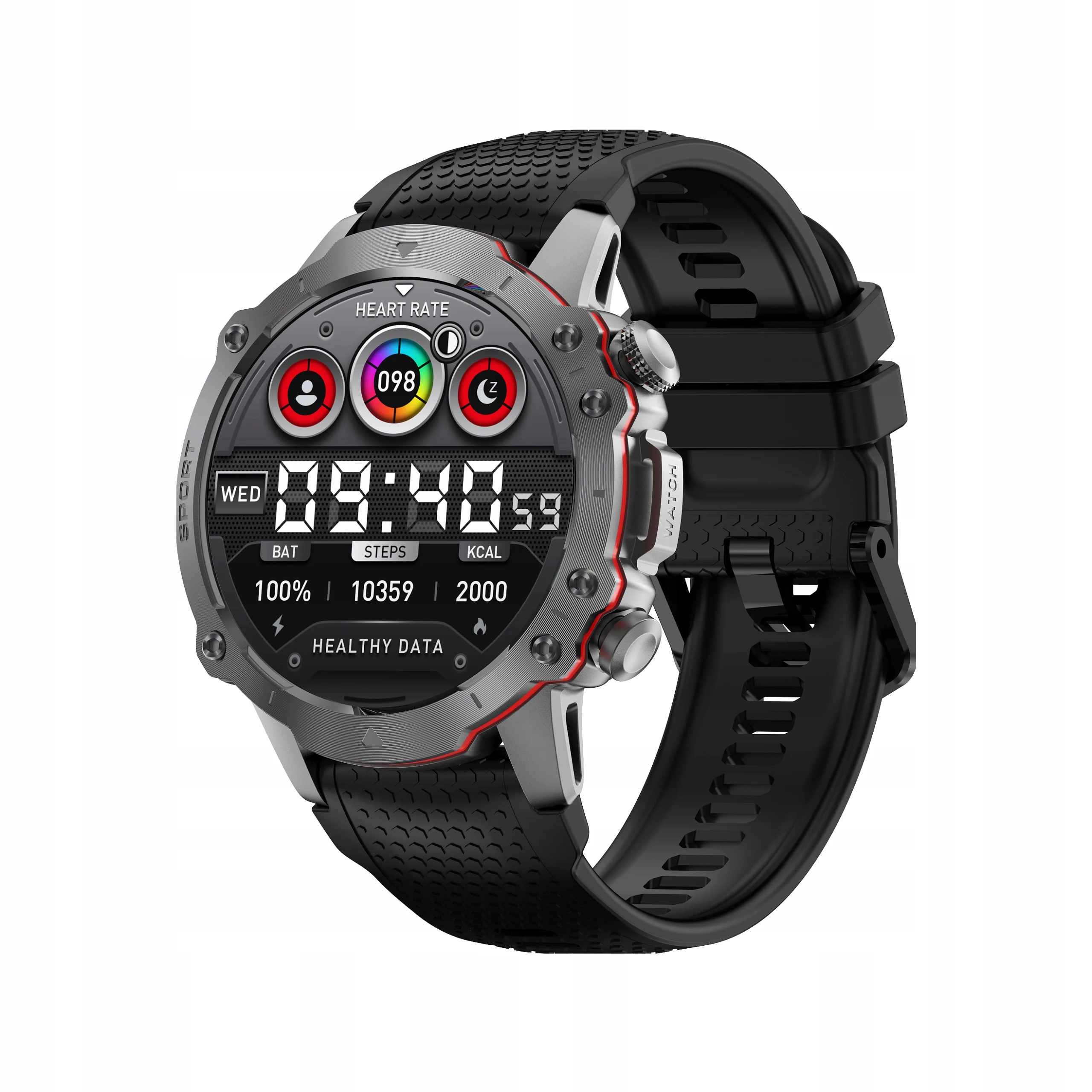 Kiano Watch Sport Reloj inteligente negro para hombre menú de conversación PL 2 rayas incluidas