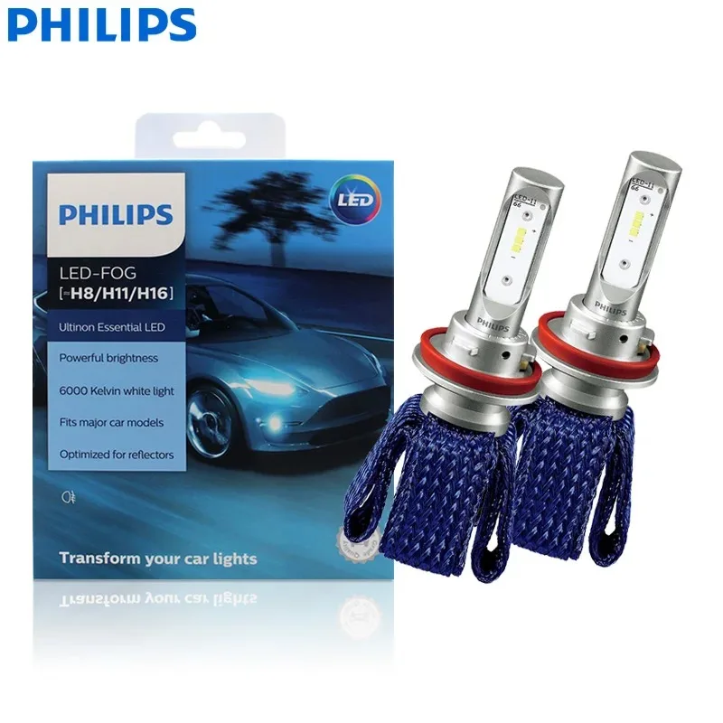 

Philips Ultinon Essential LED Light H8 H11 H16 6000K 12V LED +100% Bright Auto Headlight HL Beam ThermalCool 11366UEX2,1Pair