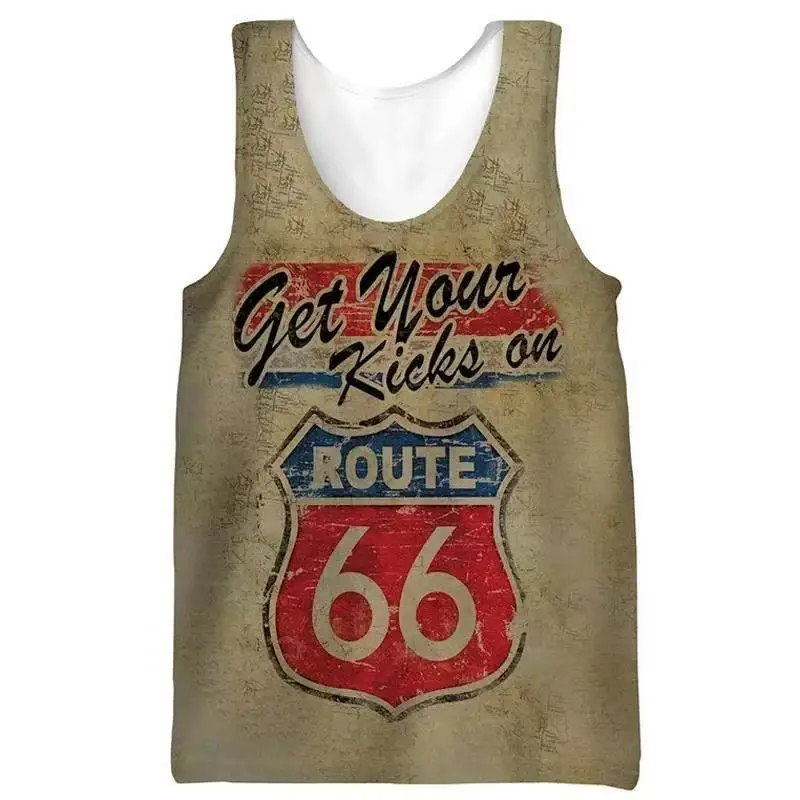 

Retro 66 digital sports vest men's sports fitness running T-shirt summer fashion loose basketball suit quick drying men vest top