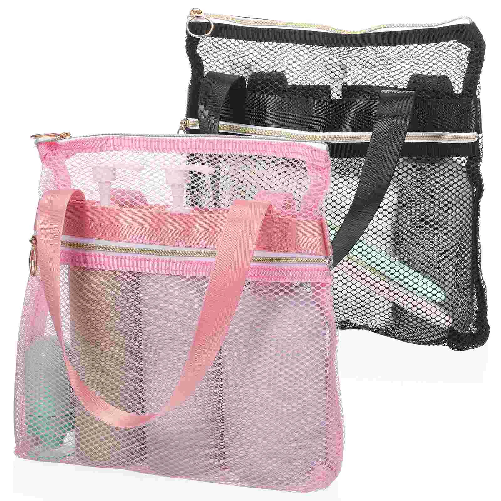 2 Pcs Portable Shower Bag Bath Caddy Dorm Outdoor Beach Camping Essentials Nylon