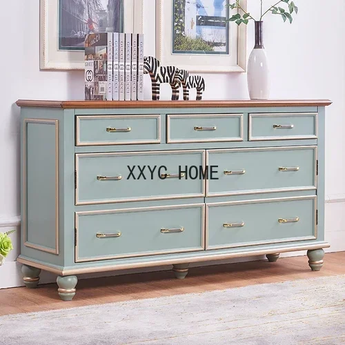 American Chest of Drawers Solid Wood Large Capacity Storage Drawer Storage Cabinet Chest of Drawers Five-Bucket Cabinet