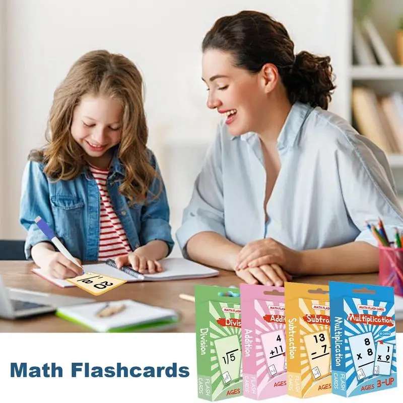 Cartes flash d'addition et de soustraction colorées réinscriptibles, jeu de mathématiques élémentaires, étude des mathématiques, 144X