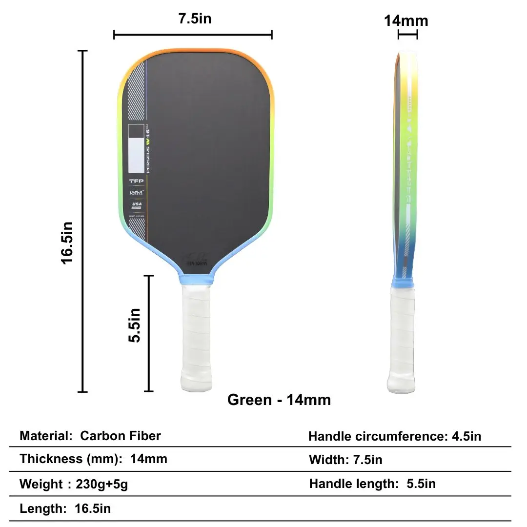 Summer Daze PER-Pro IV Pickleball Paddles Player Edition Gen 4 Propulsion Core 16mm ألياف الكربون TFP T700