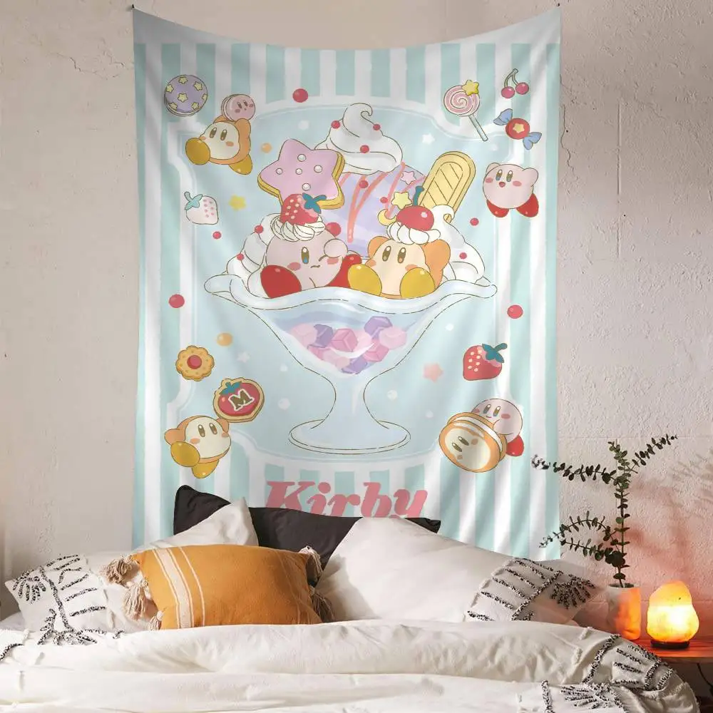 Cartoon K-Kirbys Colorful Tapestry Wall Hanging Cheap Hippie Wall Hanging Bohemian Wall Tapestries Mandala Wall Hanging Sheets