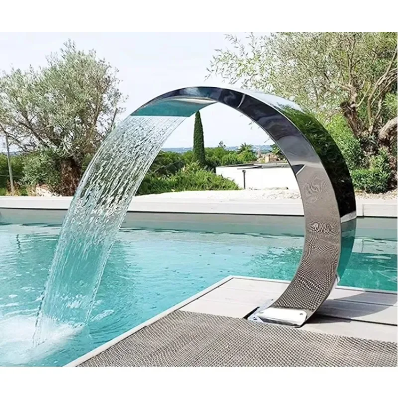 Pool Fountain Waterfall Stainless Steel Fountain Pond Garden Swimming Feature Decorative Hardware Faucet for Ground Ponds