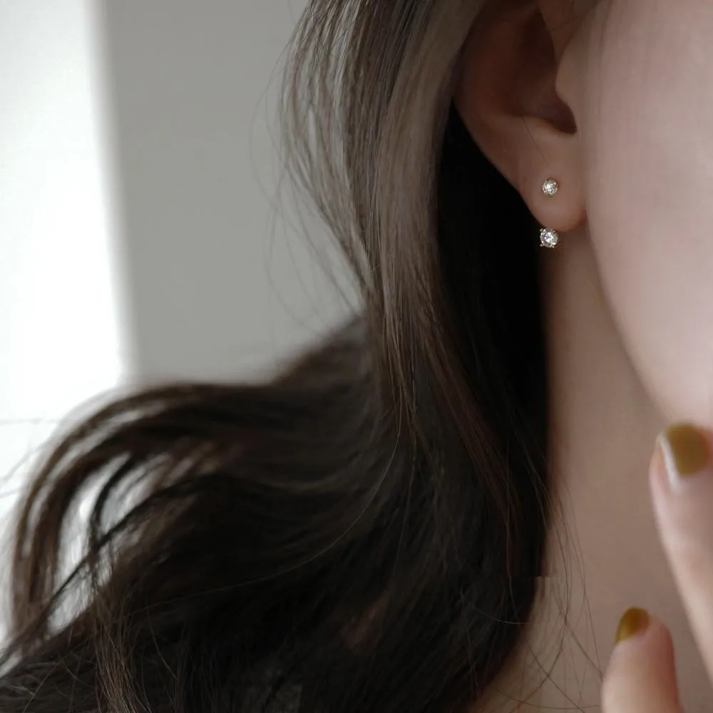 Simple Mini Zircon Back Hanging Earrings 925 Sterling Silver Plated 14k Gold Exquisite Jewelry for Women