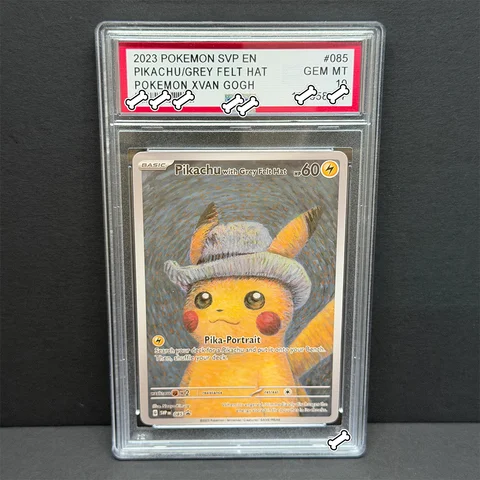 2023 PTCG DIY SVP EN PIKACHU/GREY FELT HATPOKEMON XVAN GOGH GEM MTCopy 10 Points Rating Card Gift Toy Dropshipping