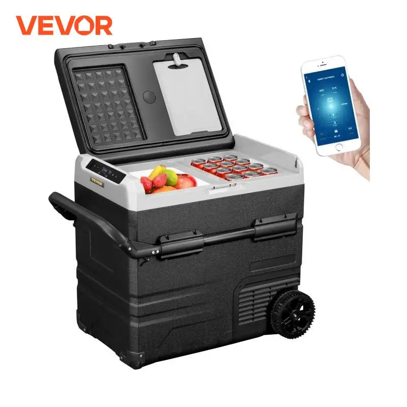 

VEVOR 45L 55L 75L 95L Car Refrigerator Portable Compressor Freezer Fridge Dual Zone with APP Control 12V/24V DC 110V for Camping