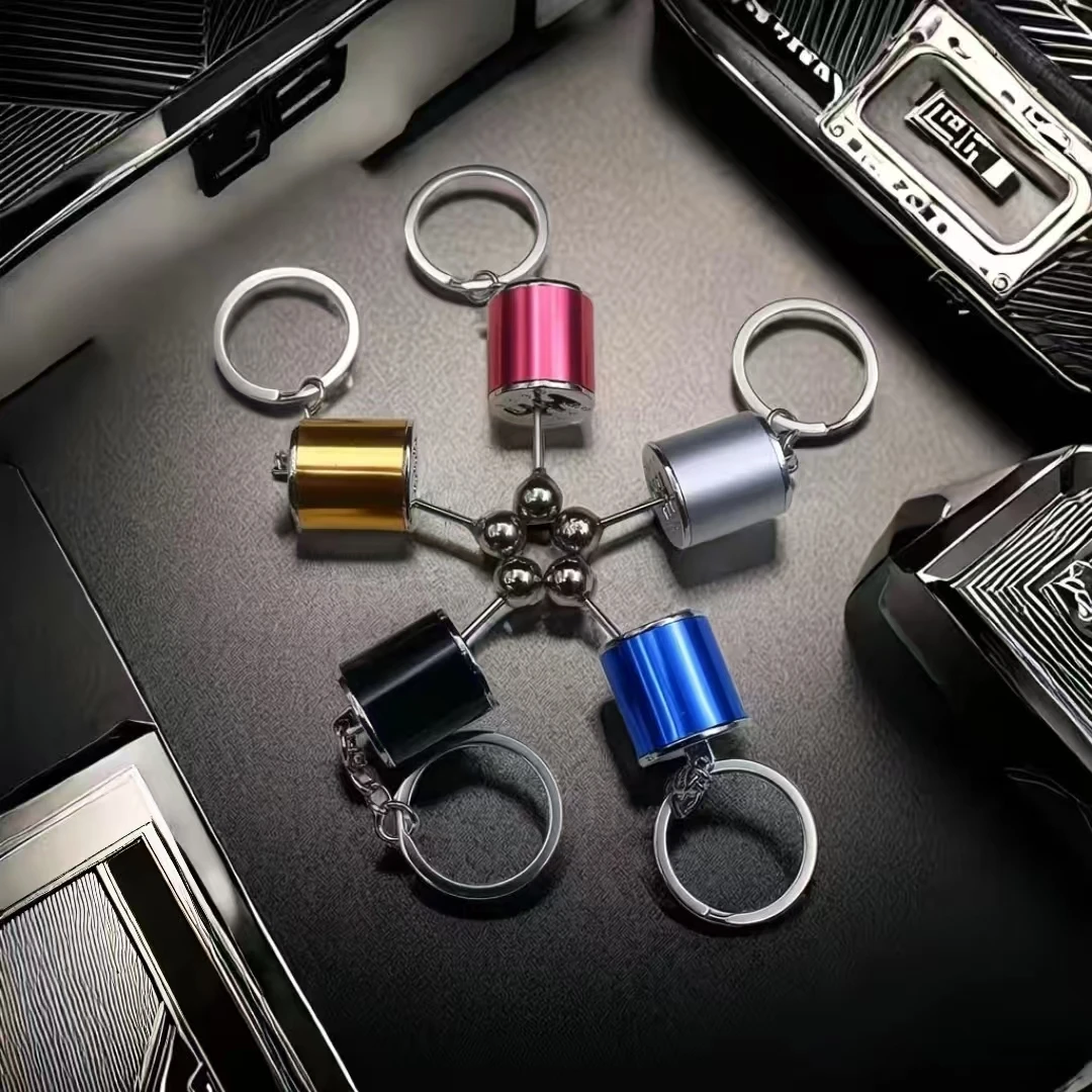Gantungan kunci simulasi gigi transmisi manual mini, gadget dekompresi kreatif, liontin kunci personalisasi.