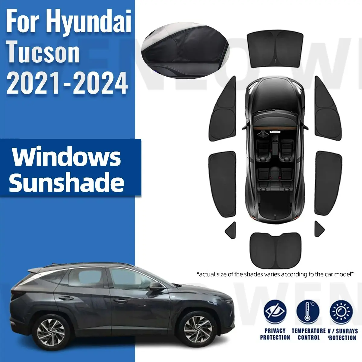 

For Hyundai Tucson NX4 2021 2022 2023 2024 Full Cover Car Sunshade Front Windshield Curtain Rear Side Window Sun Shades Shield