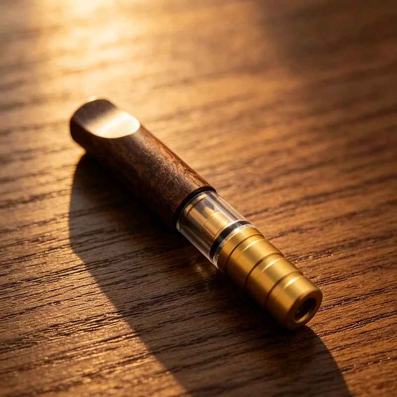 Natural Wooden Cigarette Holder Filter, Recyclable, Washable, Removable, Suitable for Coarse, Medium, and Fine Tobacco