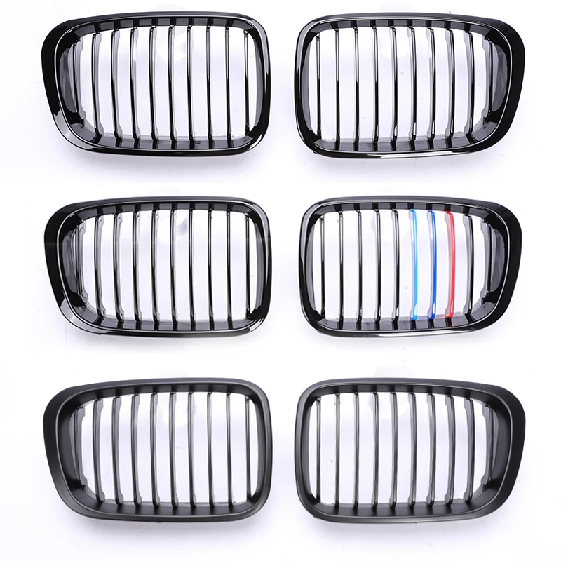 Single Slat Gloss Matte Black Chrome M Color Grille Grill For BMW 3 Series E46 4 Door Sedan Saloon Touring 330i 320i 325i 328i