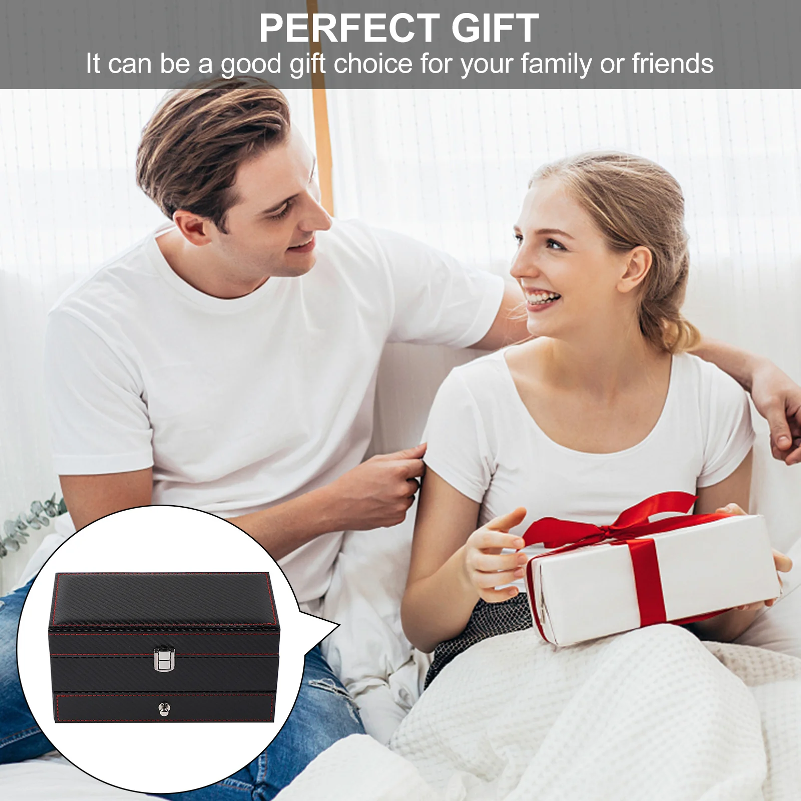1Pcs Watch Box Jewelry Organizer Durable Storage Display Case Suitable for Wedding Engagement Birthday Gift Watch Box