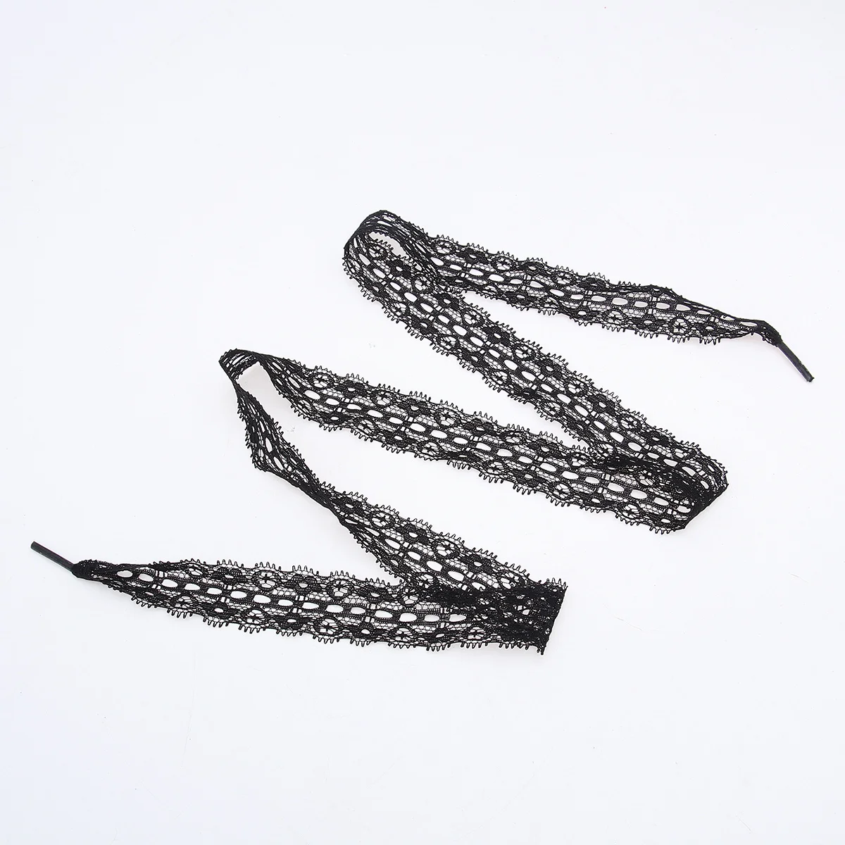 

1Pair Black Lace Shoelaces Premium Polyester Elastic Ribbon Trim Floral Pattern Lace Trim Shoes Decoration Durable Elegant Look
