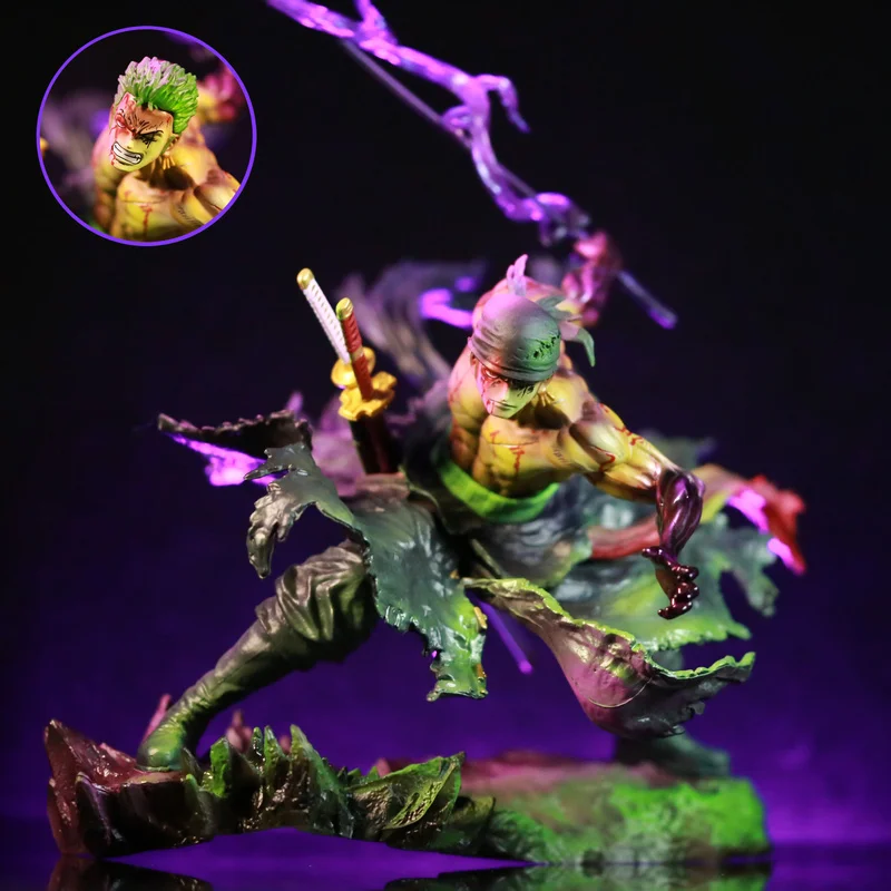 

Anime One Piece Character Blood Bath Roronoa Zoro Double-Headed Carving Replaceable Collection Toy Model Ornaments Holiday Gifts