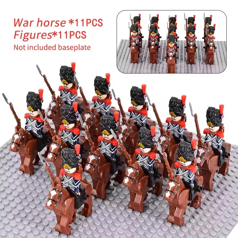 10pcs Napoleontische Wars Militaire Soldaten Bouwstenen WW2 Mini Figuren Franse Britse Fusilier Geweren Wapens Speelgoed Voor Kinderen